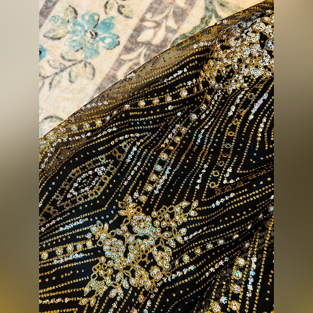 Hello Molly Black and Gold Sparkly Goddess Prom Dress - Picture 14 of 16